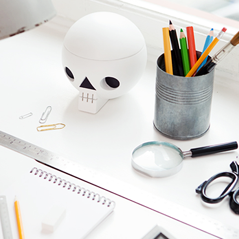 Skull on a desk